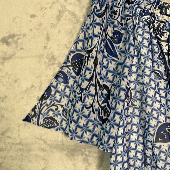 Nine West Blue Floral Off the Shoulder High Low Flowy Fully Lined Dress Size 18 - Picture 4 of 11